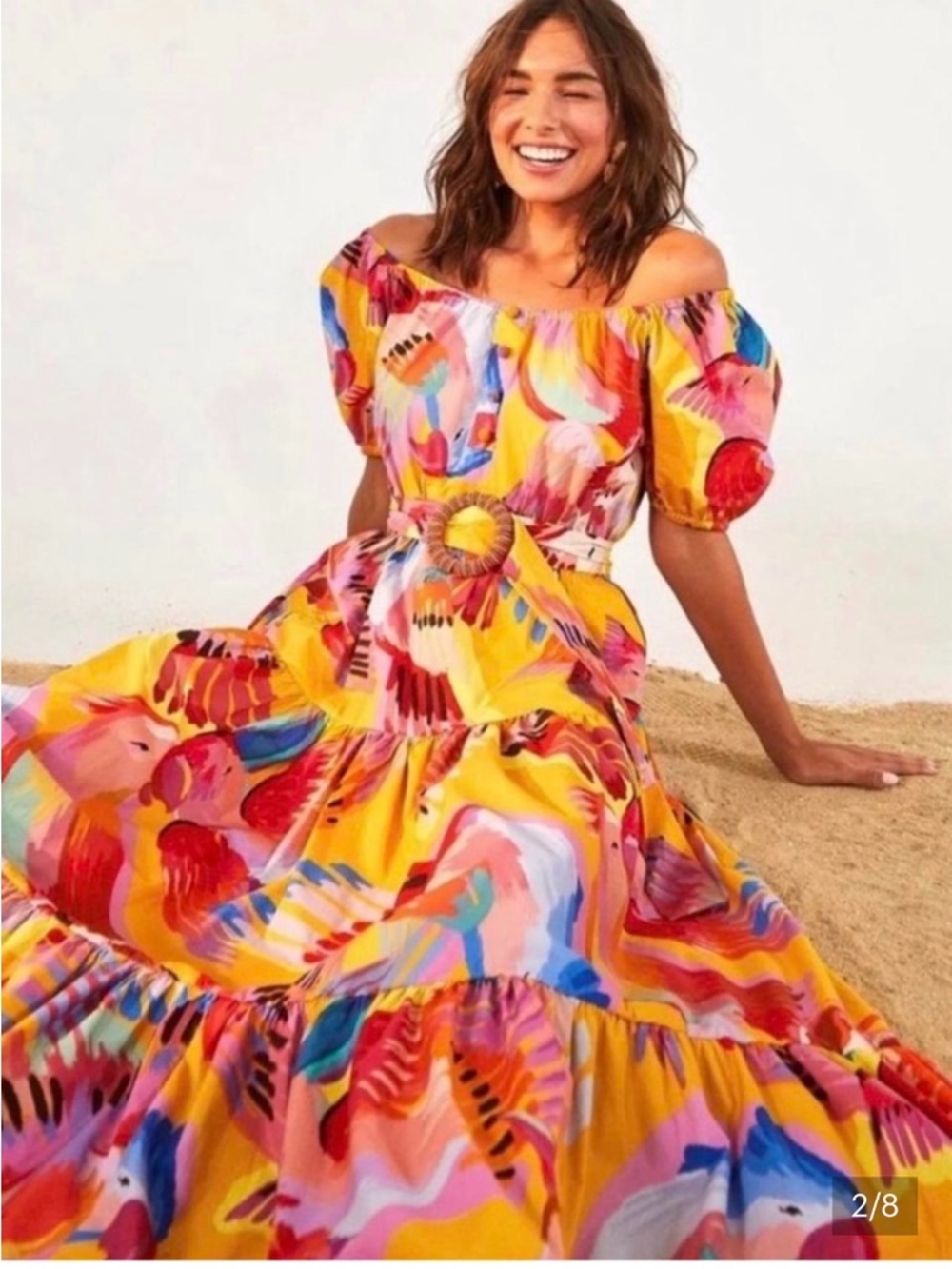 Farm Rio off shoulder Macaws maxi dress